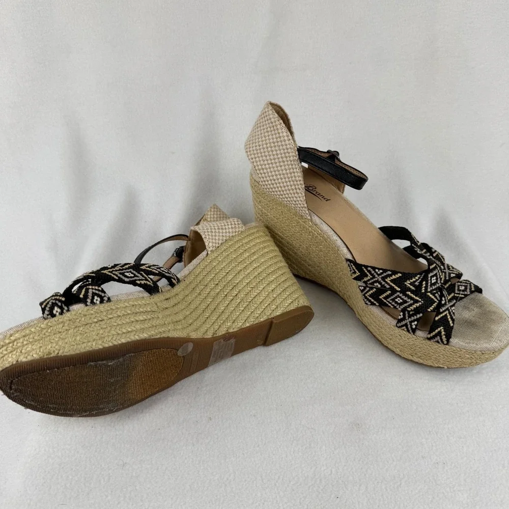 Lucky Brand‎ Wedge Espadrille Sandals Platform Ankle Strap Woven 8.5